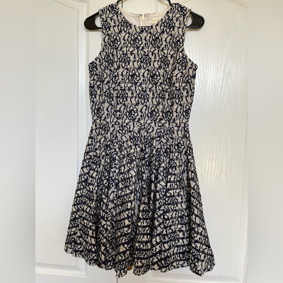 Maison Jules Navy and Cream Lace Mini Dress - Picture 1 of 6